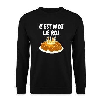Humour Galette des Rois C'est Moi Le Roi - Sweat-shirt Unisexe - noir - Devant - Alina (178cm) & Michal (187cm)
