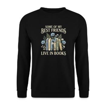 Book Lover Vintage Botanical Friends - Unisex Sweatshirt - black - Front - Alina (178cm) & Michal (187cm)