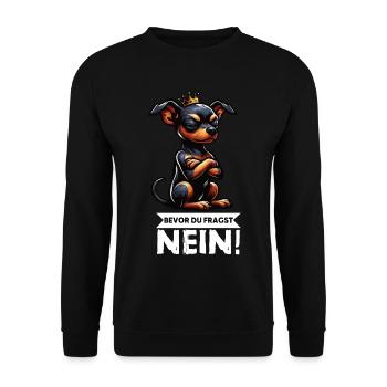 Before you ask Miniature Pinscher Pinscher Pinscher Fan - Unisex Sweatshirt - black - Front - Alina (178cm) & Michal (187cm)