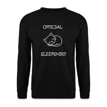 Offizielles Schlafhemd – Süße schlafende Katze - Unisex Pullover - Schwarz - Vorne - Alina (178cm) & Michal (187cm)