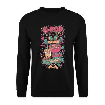 K-Pop RAMEN BOBA K DRAMA Korean Music Vibes - Unisex Sweatshirt - black - Front - Alina (178cm) & Michal (187cm)