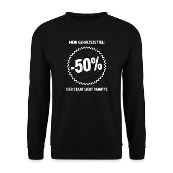 Remise de 50 % sur le bulletin de paie - Sweat-shirt Unisexe - noir - Devant - Alina (178cm) & Michal (187cm)
