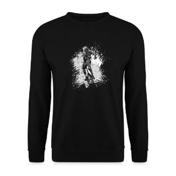 Einrad | Unicycling Freestyle - Unisex Pullover - Schwarz - Vorne - Alina (178cm) & Michal (187cm)