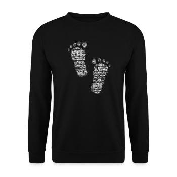 Pieds, pieds nus, grands pieds, empreintes, empreintes de pas - Sweat-shirt Unisexe - noir - Devant - Alina (178cm) & Michal (187cm)