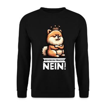 Bevor Du Fragst Nein Zwergspitz Zwergspitze Spitz  - Unisex Pullover - Schwarz - Vorne - Alina (178cm) & Michal (187cm)