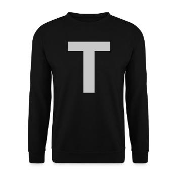 T-Shirt with a T - Unisex Pullover - Schwarz - Vorne - Alina (178cm) & Michal (187cm)