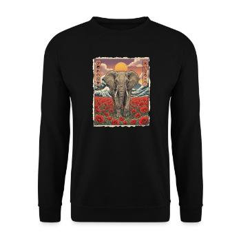 Elefant Kawaii - Unisex Pullover - Schwarz - Vorne - Alina (178cm) & Michal (187cm)