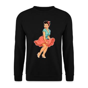 Vintage Rockabella Pin-up Girl – Retro 50s Art - Unisex Sweatshirt - black - Front - Alina (178cm) & Michal (187cm)