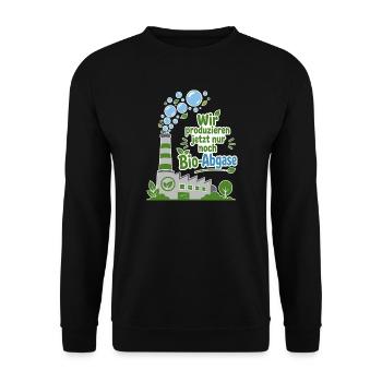 Wir Produzieren Nur Bio Abgase. - Unisex Pullover - Schwarz - Vorne - Alina (178cm) & Michal (187cm)