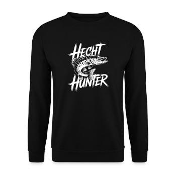Hecht Angler - Unisex Pullover - Schwarz - Vorne - Alina (178cm) & Michal (187cm)