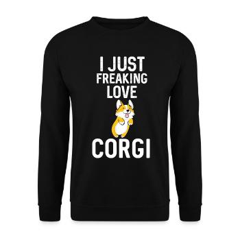 I Just Freaking Love Corgi – Funny Saying - Unisex Sweatshirt - black - Front - Alina (178cm) & Michal (187cm)