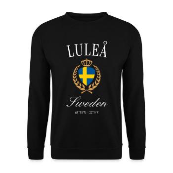 Luleå Schweden Wappen Krone – Reise Souvenir - Unisex Pullover - Schwarz - Vorne - Alina (178cm) & Michal (187cm)