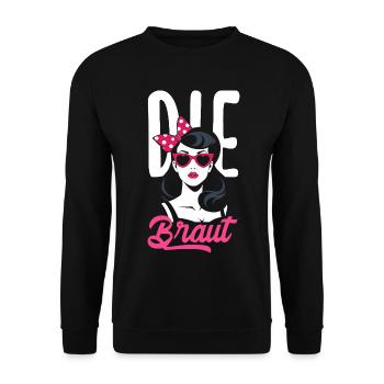 The Bride Bachelor Skirt Vintage Wedding - Unisex Sweatshirt - black - Front - Alina (178cm) & Michal (187cm)