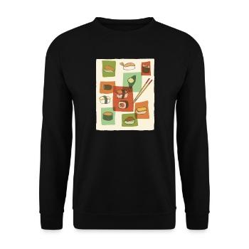 Sushi Mid-Century Pop Art - Unisex Sweatshirt - black - Front - Alina (178cm) & Michal (187cm)