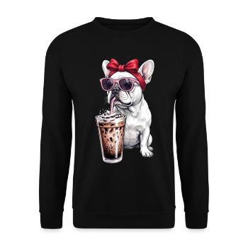 Bouledogue français avec lunettes de soleil - Sweat-shirt Unisexe - noir - Devant - Alina (178cm) & Michal (187cm)