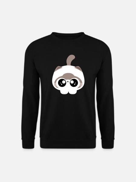 Kawaii Cat with Starry Eyes - Unisex Sweatshirt - black