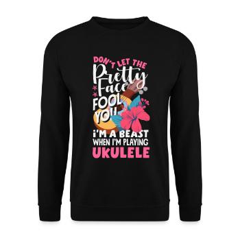 Funny Ukulele Designs and Sayings - Unisex Sweatshirt - black - Front - Alina (178cm) & Michal (187cm)