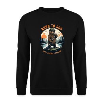 Bear SUP Paddleboard Board Stand Up Paddle Supboard - Unisex Sweatshirt - black - Front - Alina (178cm) & Michal (187cm)