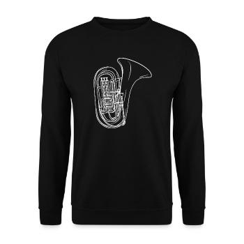 Tuba Zeichnung - Unisex Pullover - Schwarz - Vorne - Alina (178cm) & Michal (187cm)