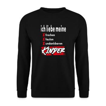 Ich liebe meine frechen faulen Kinder Shirt Spruch - Unisex Pullover - Schwarz - Vorne - Alina (178cm) & Michal (187cm)