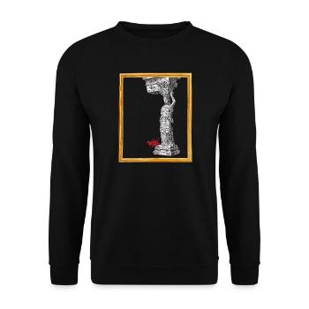 Antike Säule im Kriss Kross Tagging - Unisex Pullover - Schwarz - Vorne - Alina (178cm) & Michal (187cm)