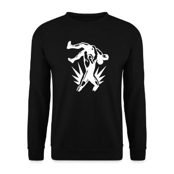Wrestling Ringer Wurf Symbol Weiß - Unisex Pullover - Schwarz - Vorne - Alina (178cm) & Michal (187cm)