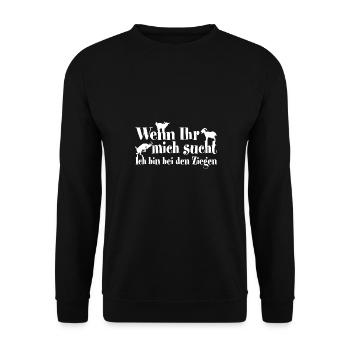 Bei meinen Ziegen | viele Ziegen - Unisex Pullover - Schwarz - Vorne - Alina (178cm) & Michal (187cm)
