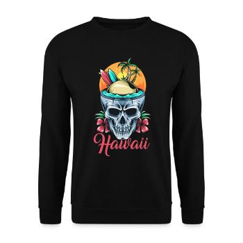 Hawaii Skull Surfing Flowers - Unisex Pullover - Schwarz - Vorne - Alina (178cm) & Michal (187cm)