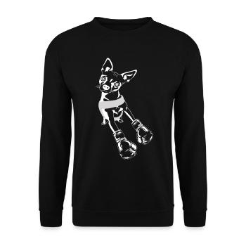 Boxer Chihuahua Hund sucht nach sparring Partner - Unisex Pullover - Schwarz - Vorne - Alina (178cm) & Michal (187cm)