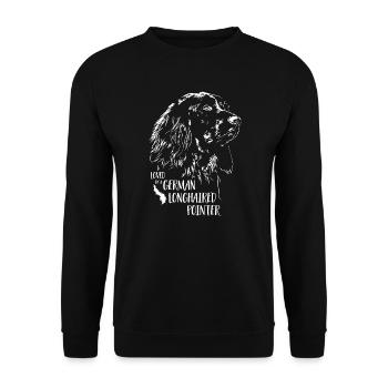 Loved by a German Longhaired Pointer dog saying - Unisex Sweatshirt - black - Front - Alina (178cm) & Michal (187cm)