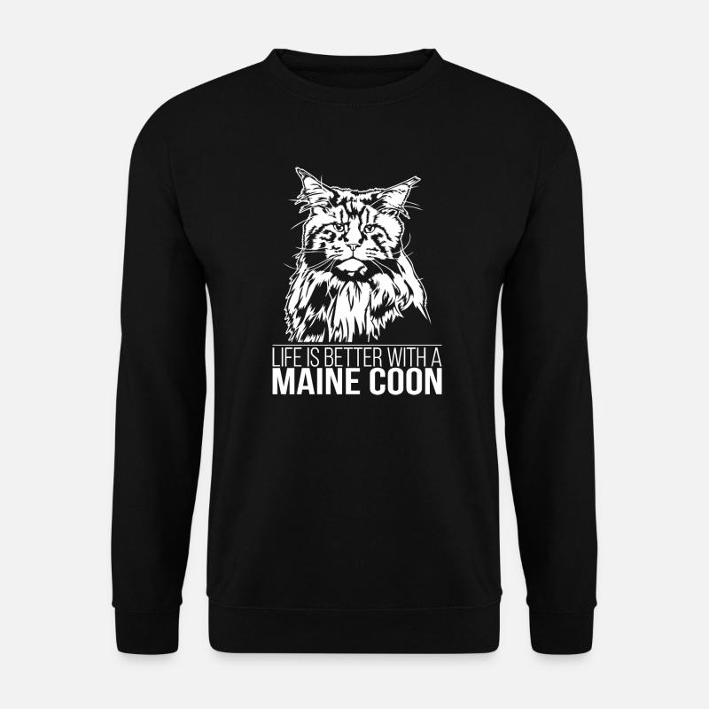 Maine Coon life is better Katze Katzen Wilsigns - Unisex Pullover - Schwarz
