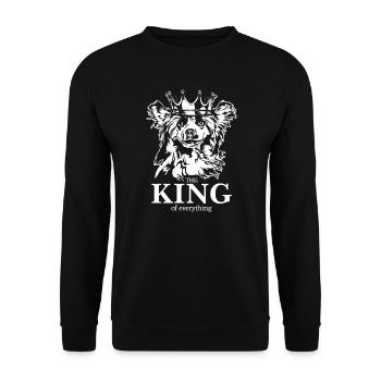 Chien chinois à crête roi de tout Wilsigns - Sweat-shirt Unisexe - noir - Devant - Alina (178cm) & Michal (187cm)