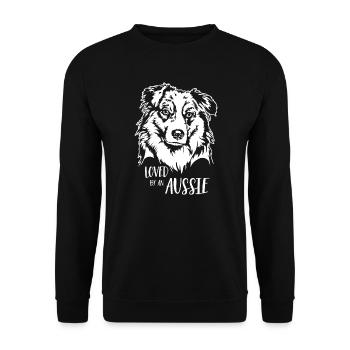 Australian Shepherd loved by an Aussie Wilsigns - Unisex Sweatshirt - black - Front - Alina (178cm) & Michal (187cm)
