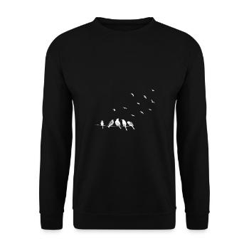 Bird migration in white - Unisex Sweatshirt - black - Front - Alina (178cm) & Michal (187cm)