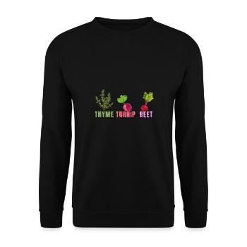 Thyme To Turnip The Beet Funny Vegetable Motif - Unisex Sweatshirt - black - Front - Alina (178cm) & Michal (187cm)