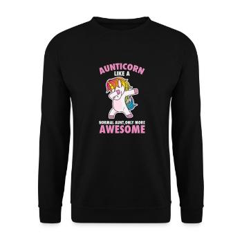 Dancing Unicorn Dabbing Aunt Horse Gift - Unisex Sweatshirt - black - Front - Alina (178cm) & Michal (187cm)