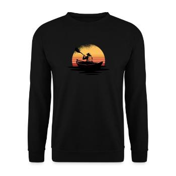 Ruderboot bei Sonnenuntergang - Unisex Pullover - Schwarz - Vorne - Alina (178cm) & Michal (187cm)