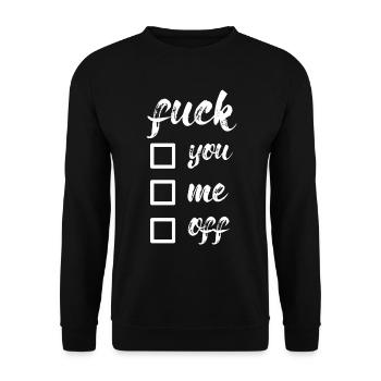 Fuck, weiß - Unisex Pullover - Schwarz - Vorne - Alina (178cm) & Michal (187cm)