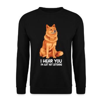 Finnish Spitz - Unisex Pullover - Schwarz - Vorne - Alina (178cm) & Michal (187cm)