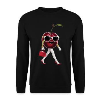Frauen Kirsche - Unisex Pullover - Schwarz - Vorne - Alina (178cm) & Michal (187cm)