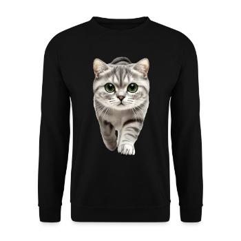 Schottische Faltohrkatze - Unisex Pullover - Schwarz - Vorne - Alina (178cm) & Michal (187cm)
