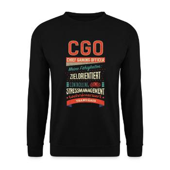 Chief Gaming Officer - CGO - Unisex Pullover - Schwarz - Vorne - Alina (178cm) & Michal (187cm)