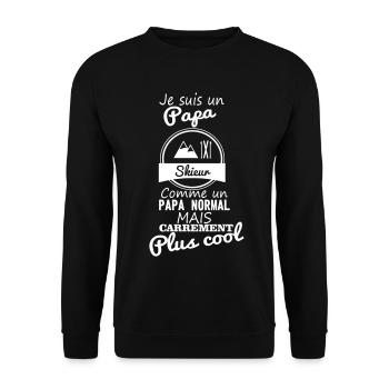 Papa skieur, cadeau père,ski - Sweat-shirt Unisexe - noir - Devant - Alina (178cm) & Michal (187cm)