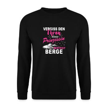 Berge Prinzessin Shirt · Berg · Wandern · Frau - Unisex Pullover - Schwarz - Vorne - Alina (178cm) & Michal (187cm)