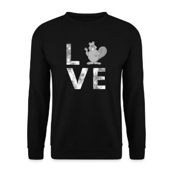 LOVE-Biber, Tier, Liebe, Natur - Unisex Pullover - Schwarz - Vorne - Alina (178cm) & Michal (187cm)