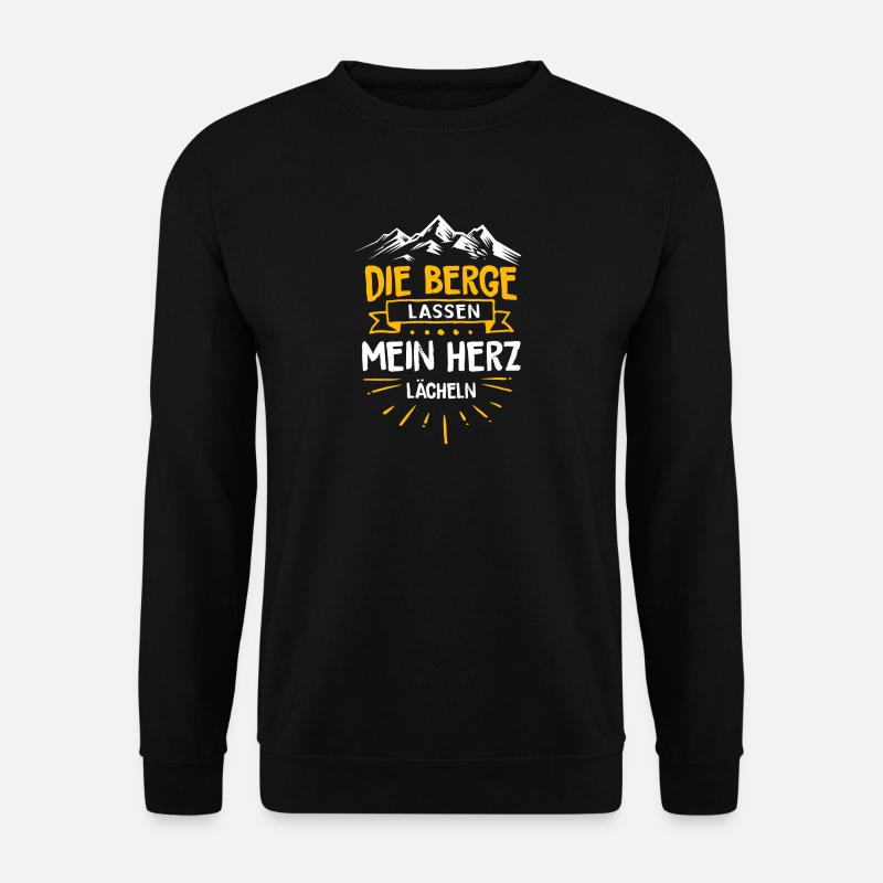 Berge Shirt · Berg · Wandern · Mein Herz lächelt - Unisex Pullover - Schwarz