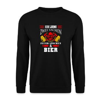 Feuerwehr Bier trinken - Unisex Pullover - Schwarz - Vorne - Alina (178cm) & Michal (187cm)
