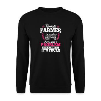 Farmer Shirt · Tracteur · Femme · Problèmes? - Sweat-shirt Unisexe - noir - Devant - Alina (178cm) & Michal (187cm)