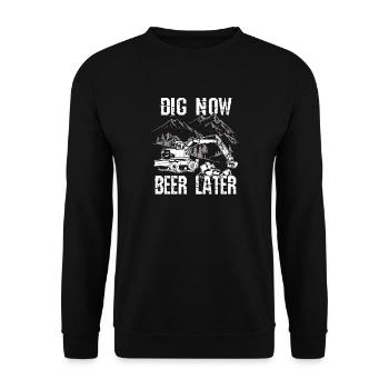 Excavator Shirt · Construction Site · Construction Machine · Beer - Unisex Sweatshirt - black - Front - Alina (178cm) & Michal (187cm)