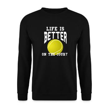 Life is better on the Court Tennis - Unisex Pullover - Schwarz - Vorne - Alina (178cm) & Michal (187cm)